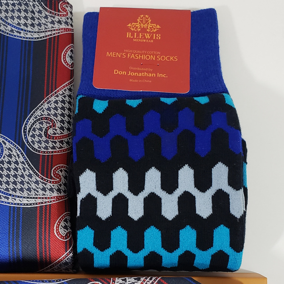 Bow Tie Hanky Socks Box Set by R Lewis RGB001 Blue - Picture 4 of 7